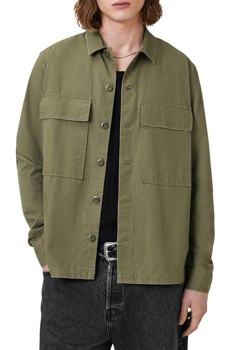 AllSaints Service Long Sleeve Button-Up Shirt, Main, color, 