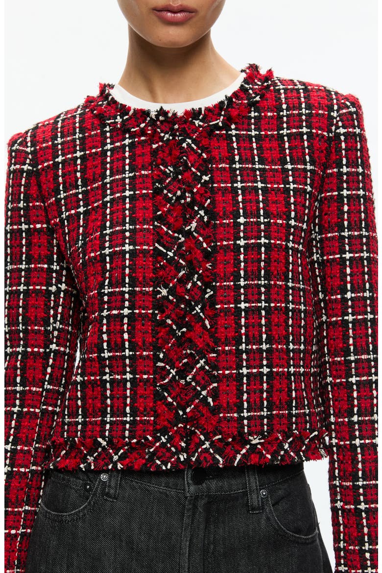Tweed Jacket, Alternate, color, SCHOOLGIRL PLAID BRIGHT RUBY