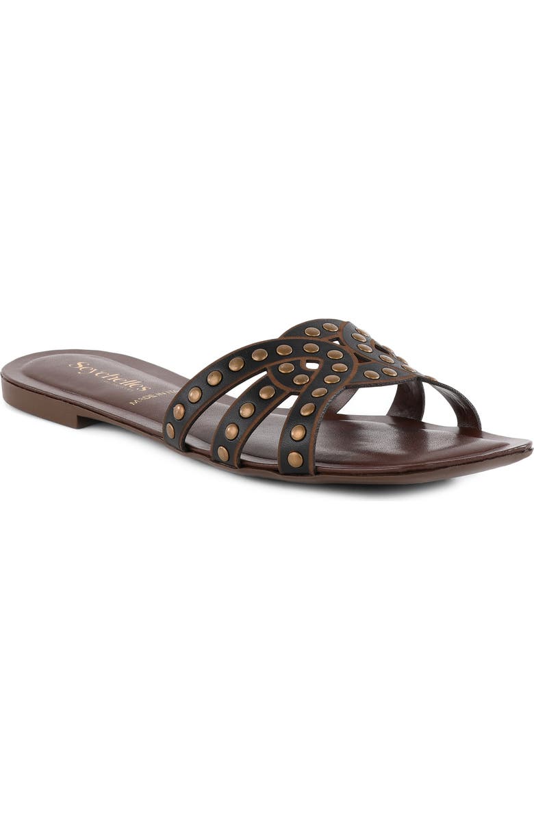 Seychelles Treasure Studded Slide Sandal, Main, color, Black