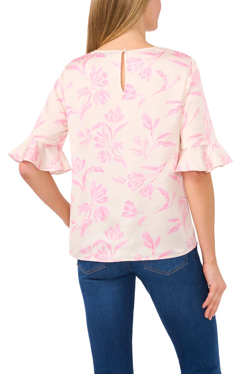 CeCe Floral Ruffle Cuff Top, Alternate, color, 