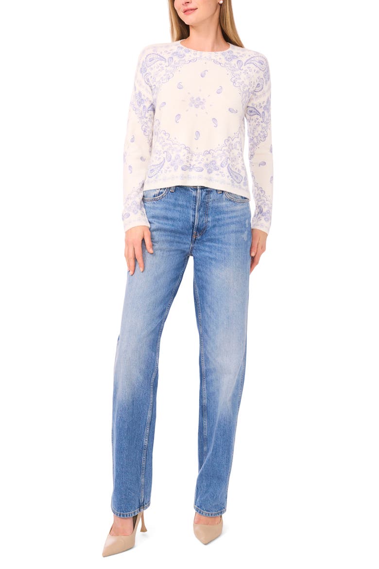Bandana Crop Sweater, Alternate, color, CLASSIC NAVY
