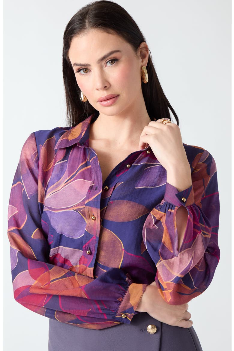 Autumn Printed Tencel Lyocell Shirt, Alternate, color, BLUE PRINT MULTI WILDFLOWER