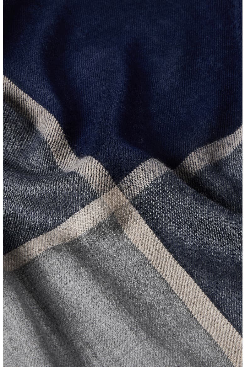 Cashmere and silk color block scarf, Alternate, color, Marine