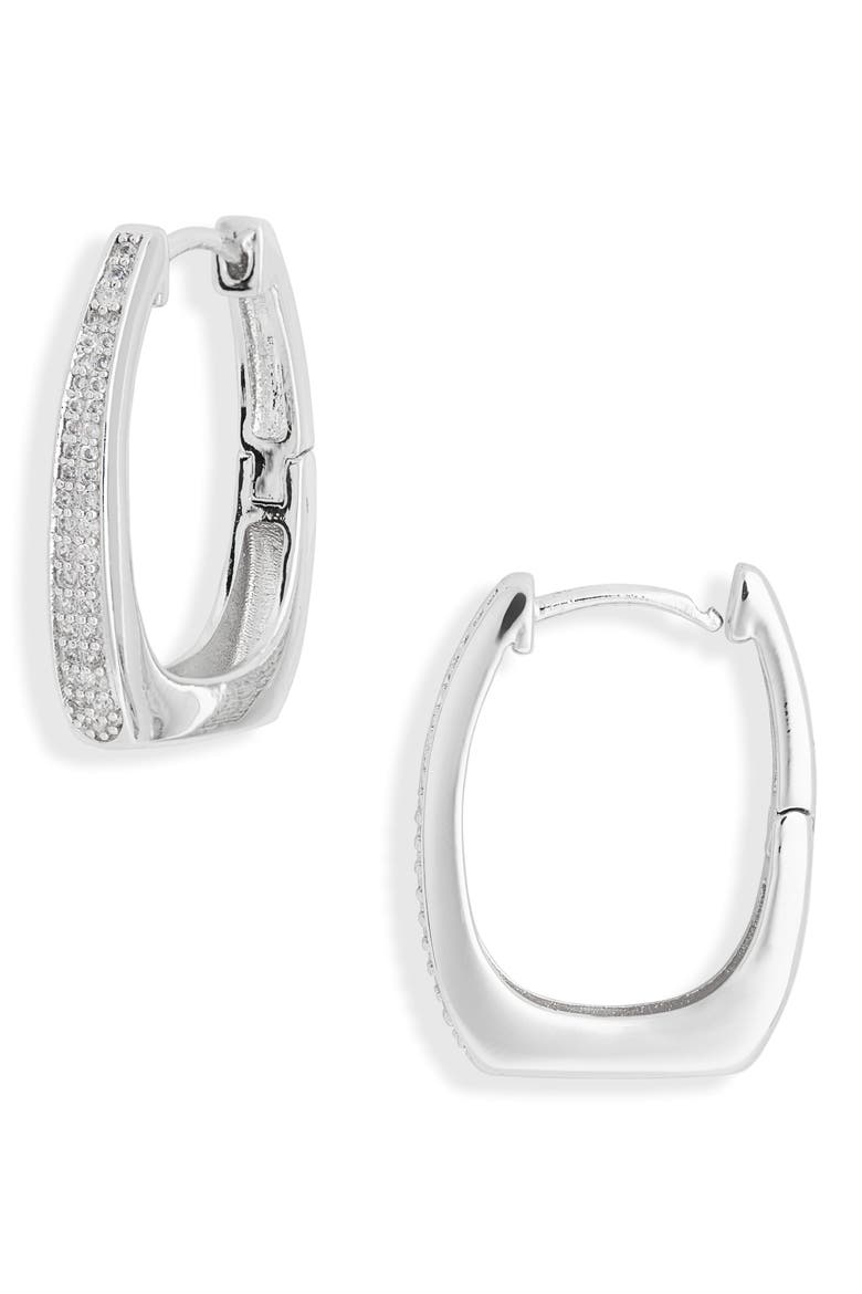 Demi Fine Cubic Zirconia Hoop Earrings, Main, color, CLEAR- SILVER