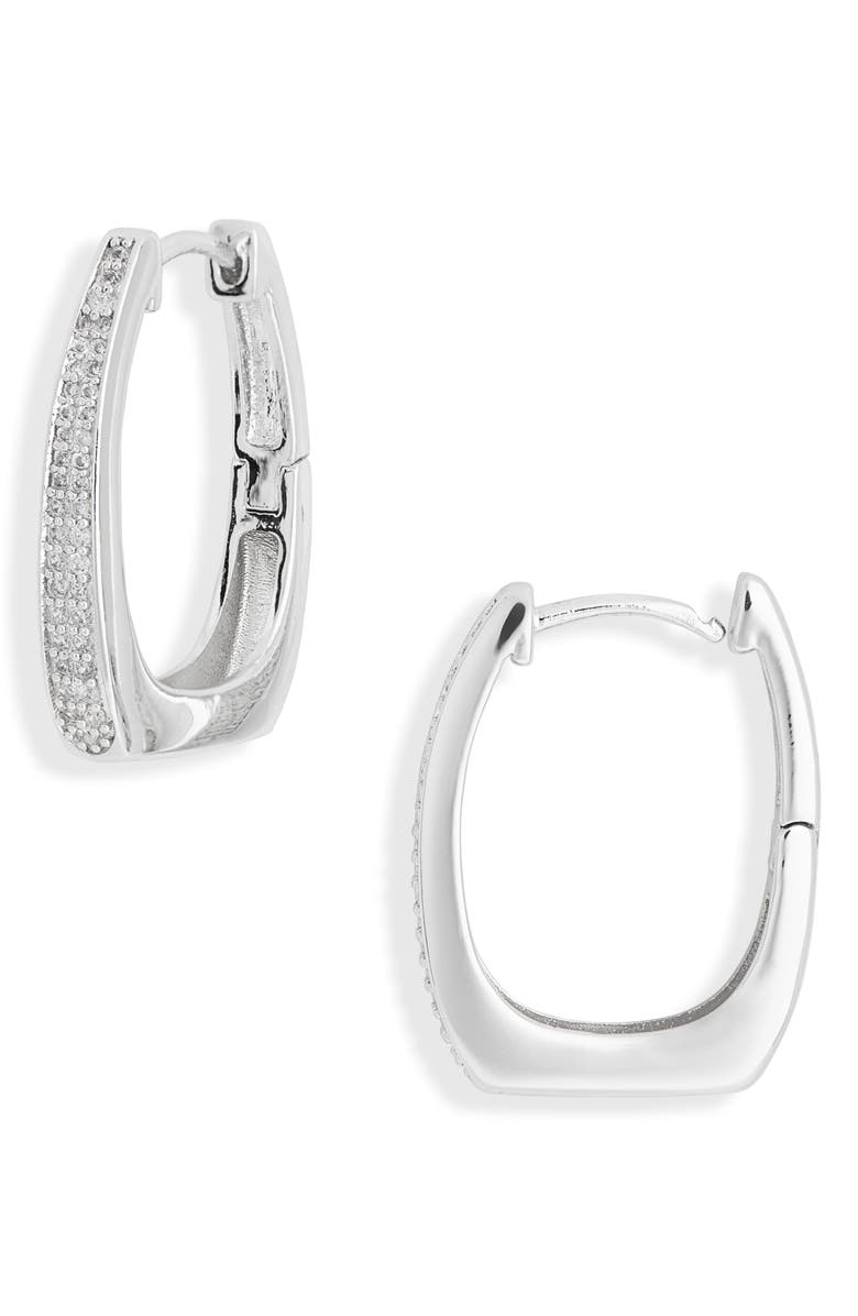 NORDSTROM RACK Demi Fine Cubic Zirconia Hoop Earrings, Main, color, Clear- Silver