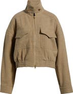 ROWING BLAZERS Herringbone Funnel Neck Wool Blend Jacket