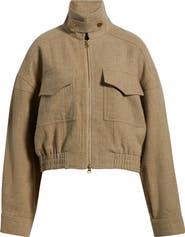 ROWING BLAZERS Herringbone Funnel Neck Wool Blend Jacket