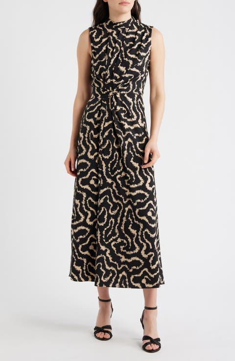 Print Stretch Twist Waist Dress
