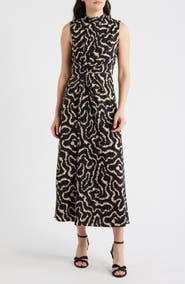 Maggy London Print Stretch Twist Waist Dress