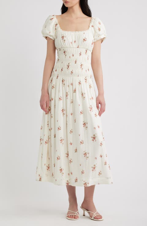 Riva Shirred Midi Dress