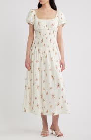 Reformation Riva Shirred Midi Dress