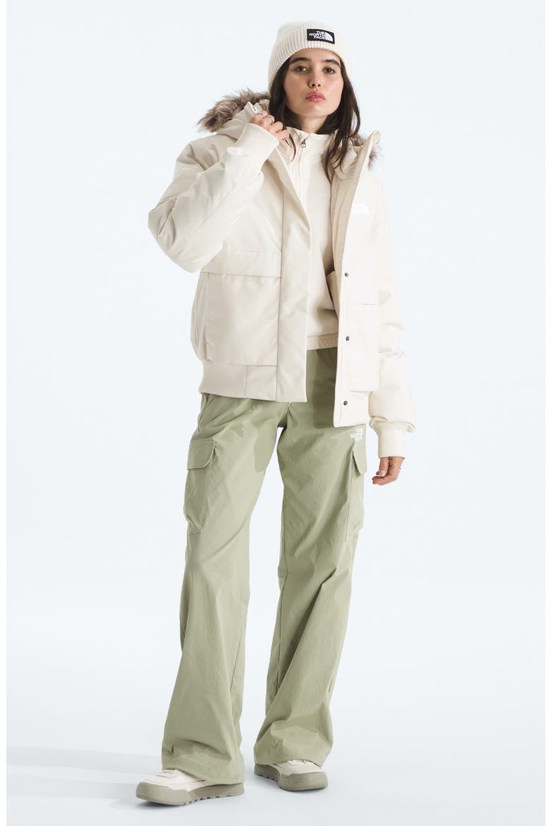 Arctic Water Repellent 600 Fill Power Down Bomber Jacket with Faux Fur Trim, Alternate, color, WHITE DUNE