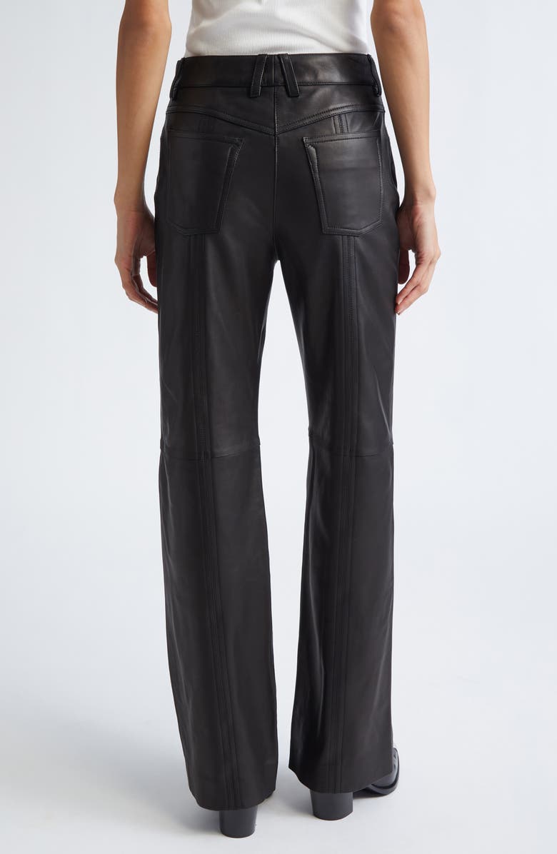 Rabanne Wide Leg Lambskin Leather Pants, Alternate, color, Black