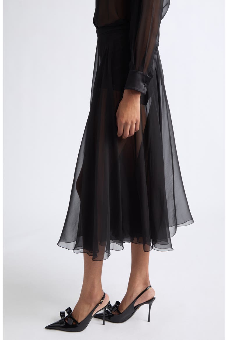Silk Chiffon Midi Skirt, Alternate, color, BLACK