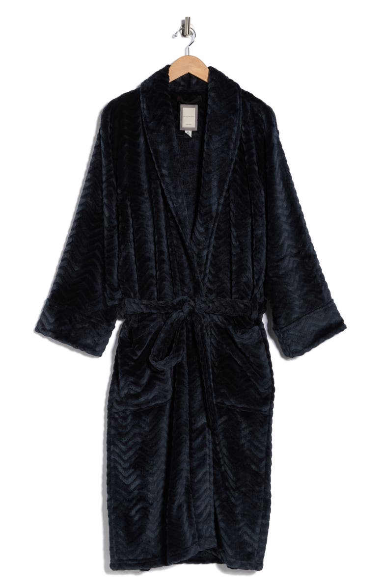 Daniel Buchler Herringbone Robe, Alternate, color, Black
