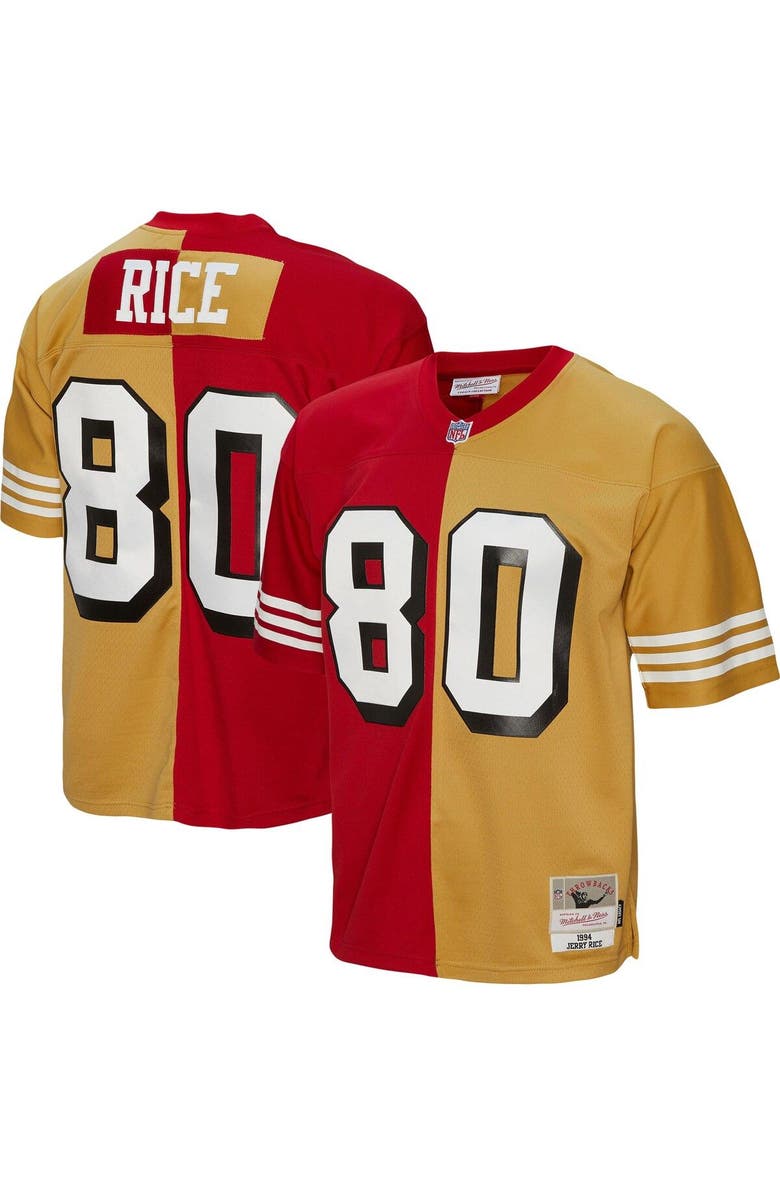 Mitchell & Ness Men's Mitchell & Ness Jerry Rice Scarlet/Gold San Francisco 49ers 1994 Split Legacy Replica Jersey, Main, color, 