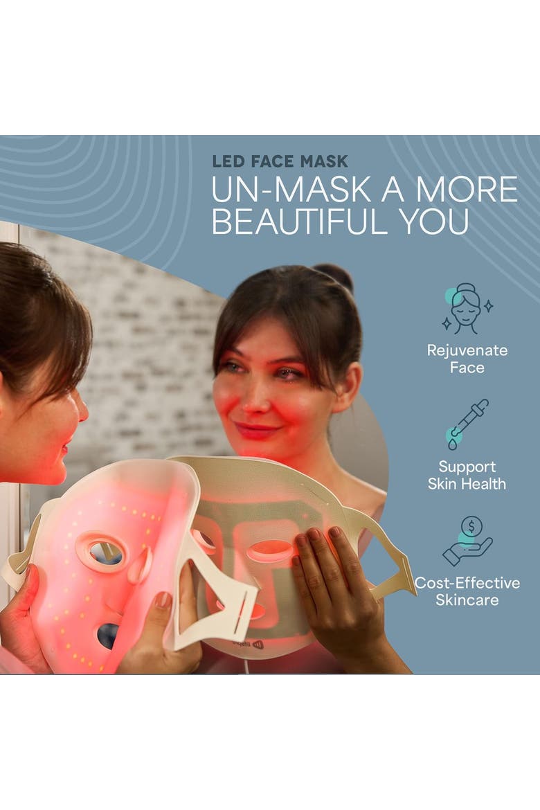 Silicone LED Face Mask Redlight therapy with RBG light Portable LED mask, Alternate, color, White