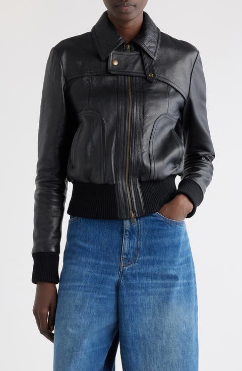 Sheepskin Leather Bomber Jacket