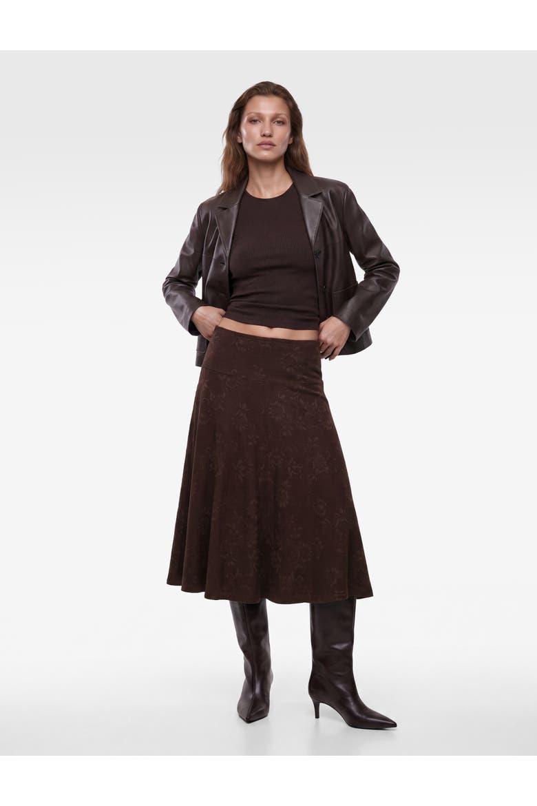 Floral A-Line Midi Skirt, Main, color, BLACK