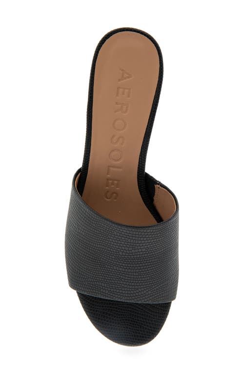 Shop Aerosoles Como Slide Sandal In Black Lizard Faux Leather