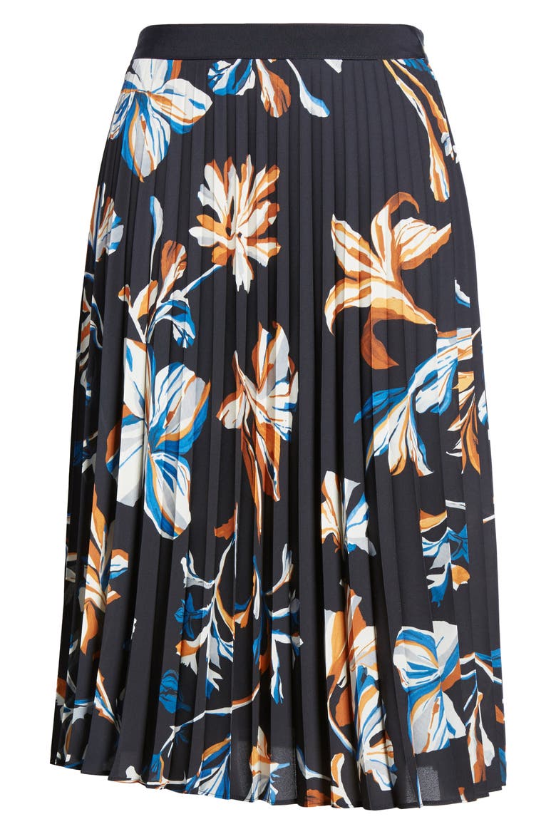Viplisa Pleated Floral Skirt, Alternate, color, NAVY FANTASY