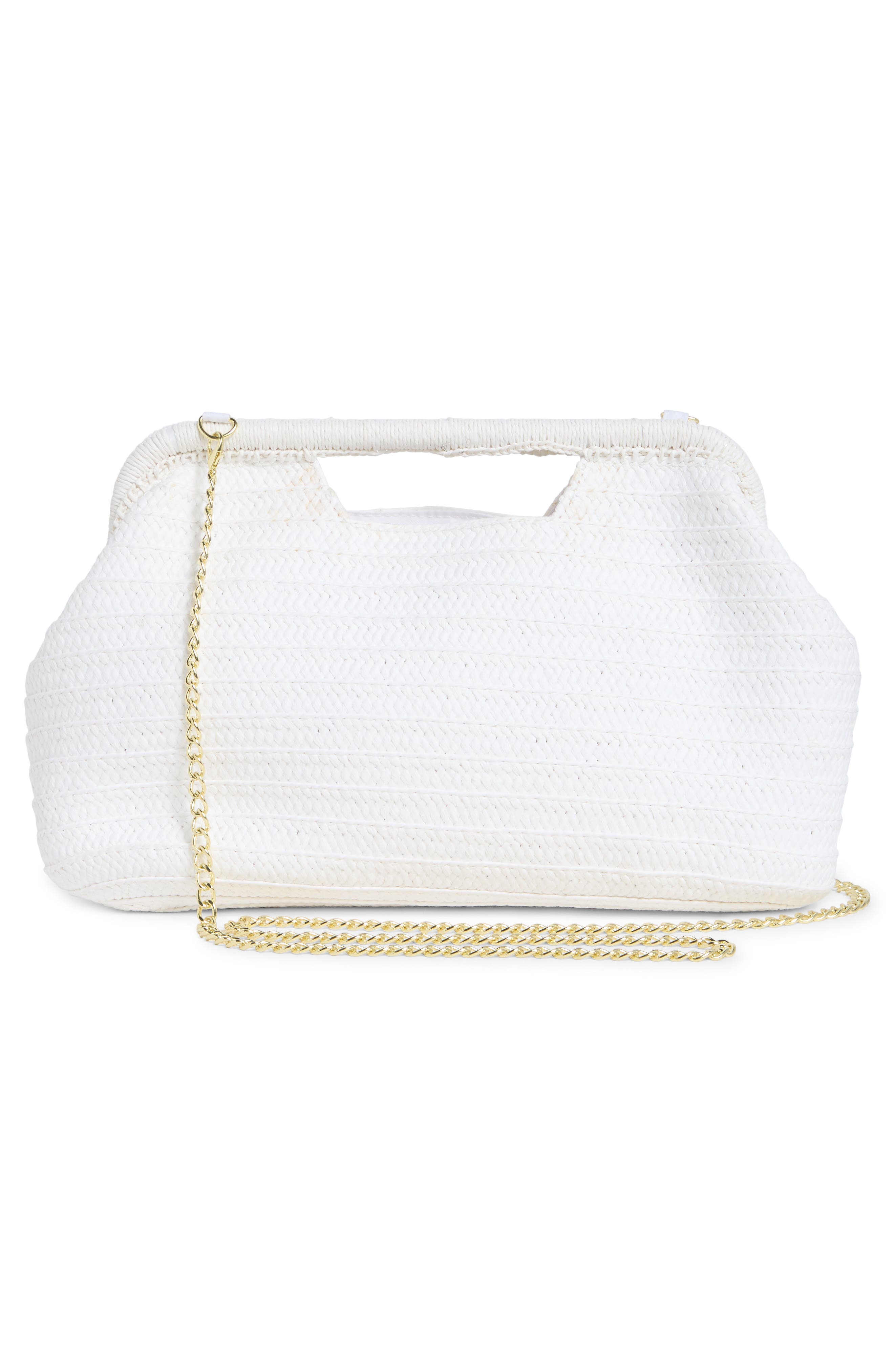 Collection XIIX Cutout Handle Straw Clutch, Alternate, color, White