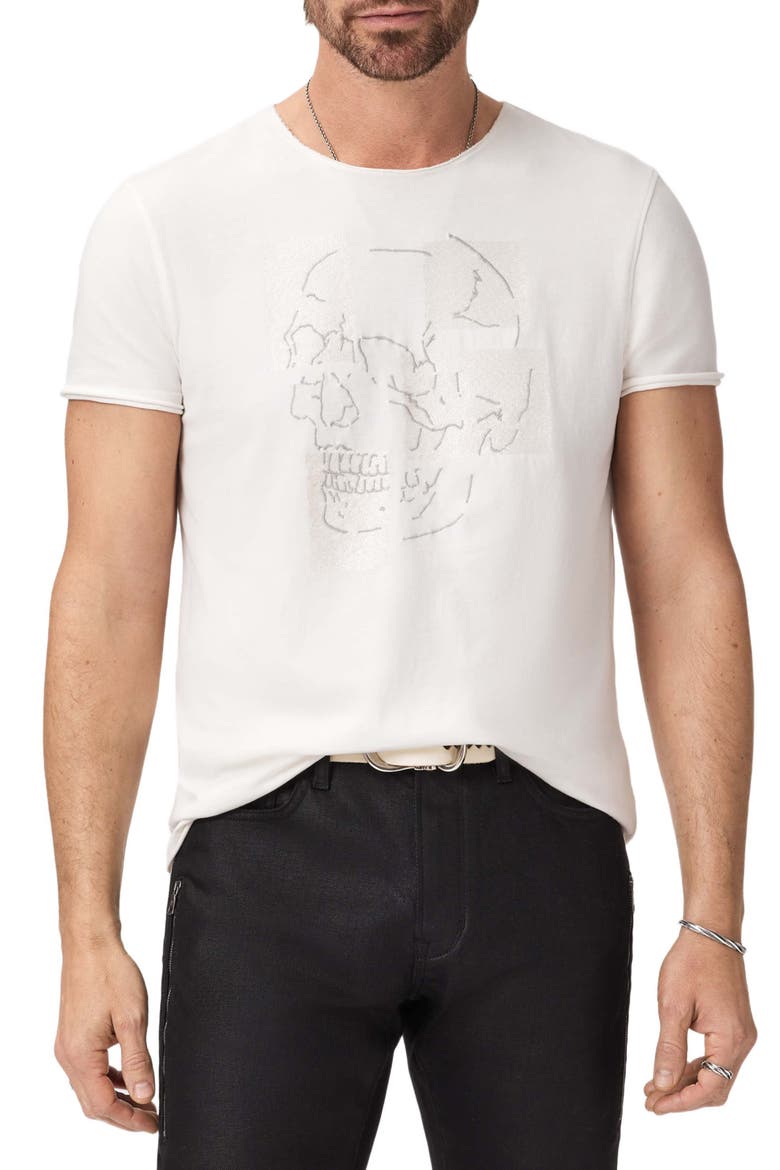 Skull Tiles Raw Edge Graphic T-Shirt, Main, color, SALT