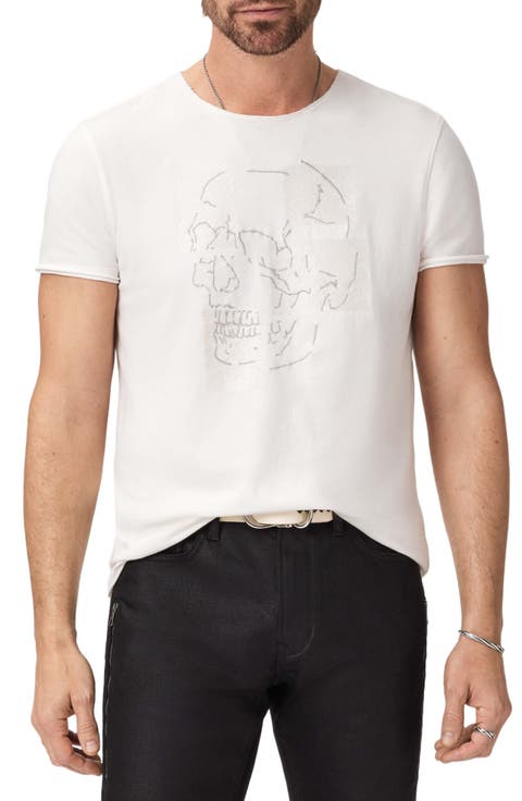 Skull Tiles Raw Edge Graphic T-Shirt