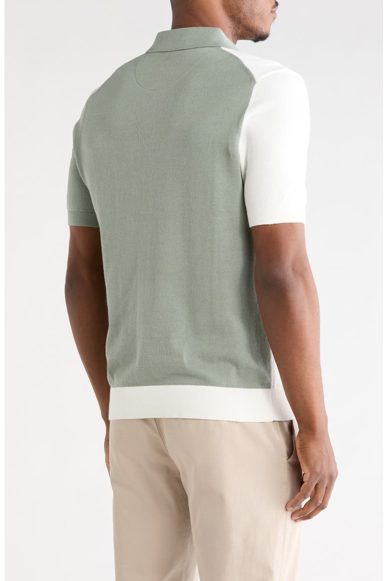 Geometric Cotton Knit Polo, Main, color, OFF WHITE W/ GREEN
