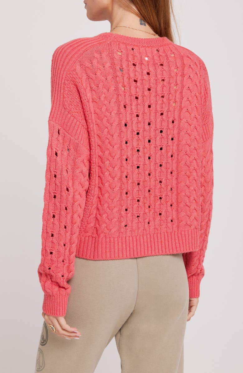 Spiritual Gangster Gemma Cable Knit Sweater, Alternate, color, Coral