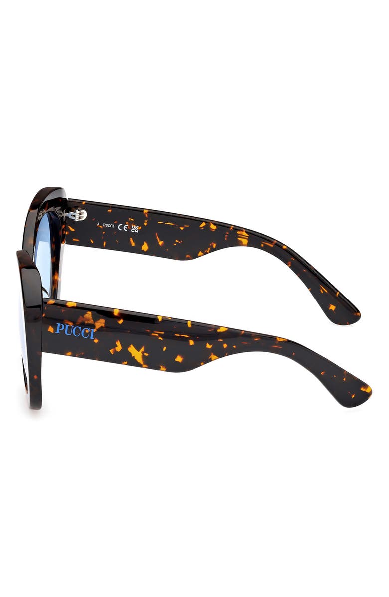 Emilio Pucci 56mm Round Sunglasses, Alternate, color, Dark Havana / Bright Blue