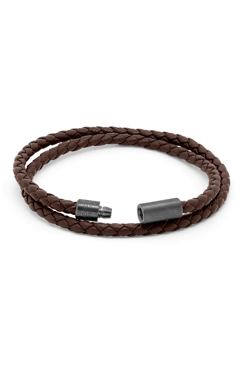 Men's Pop Rigato Braided Leather Bracelet, Alternate, color, BROWN