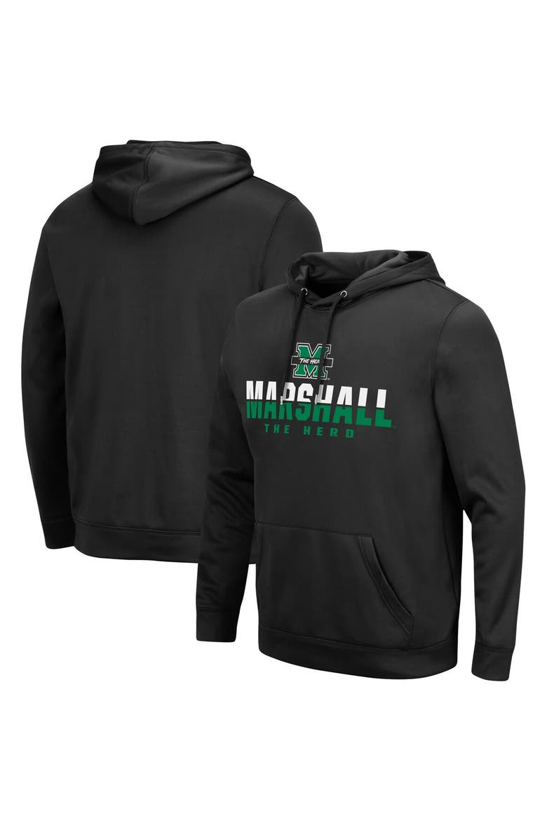 Men's Colosseum Black Marshall Thundering Herd Lantern Pullover Hoodie, Main, color, Black