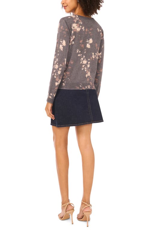 Vince Camuto Floral Cardigan In Gray