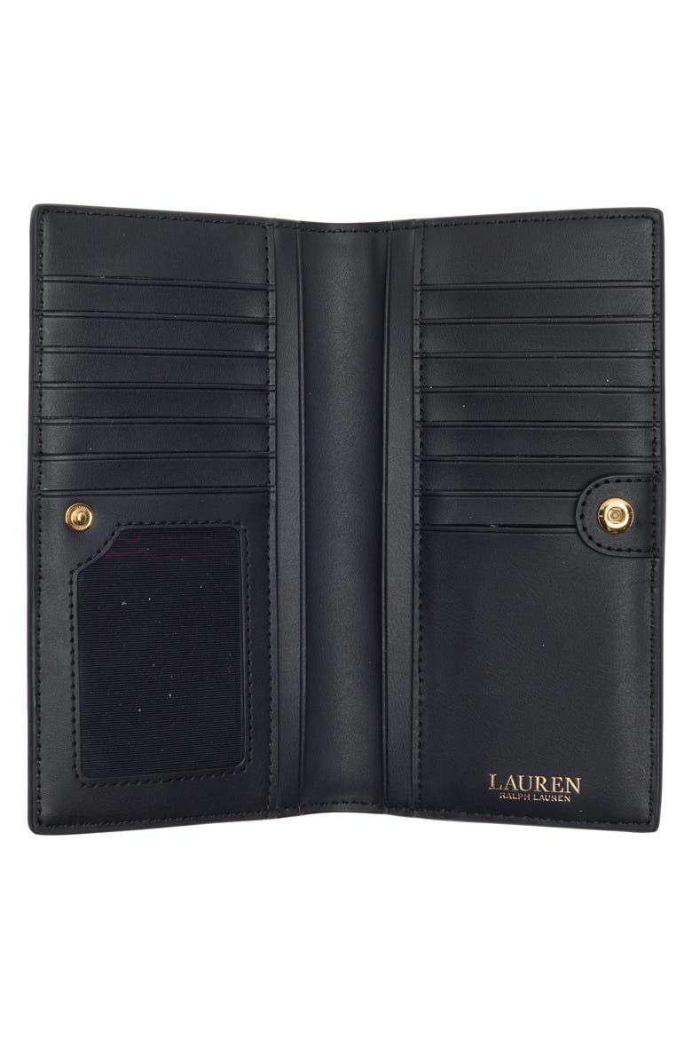 Slim Crosshatch Leather Bifold Wallet, Alternate, color, BLACK