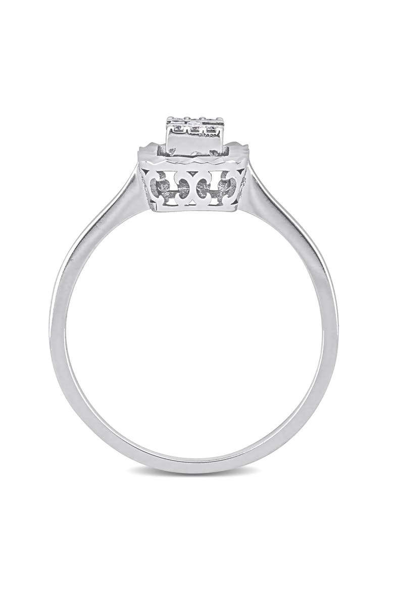 Diamond Square-Shape Cluster Ring 14k, Alternate, color, 14k White Gold