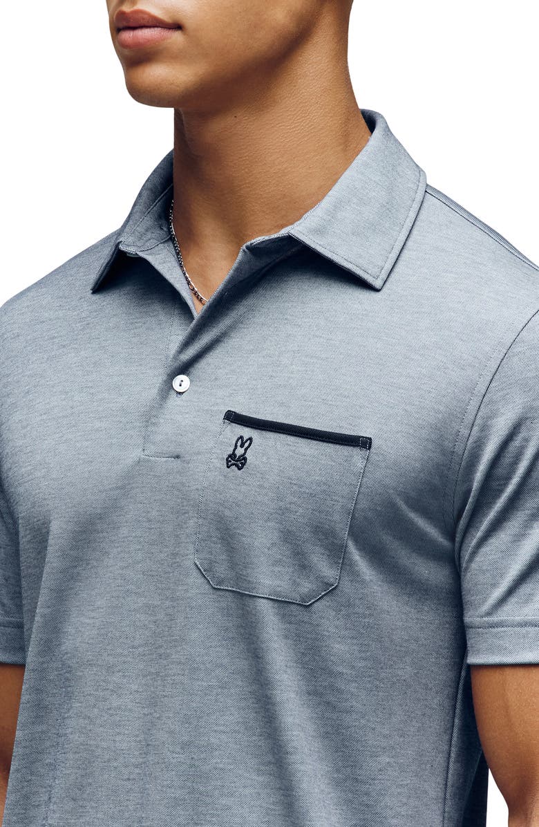 Psycho Bunny Hadley Performance Piqué Polo, Alternate, color, Blue