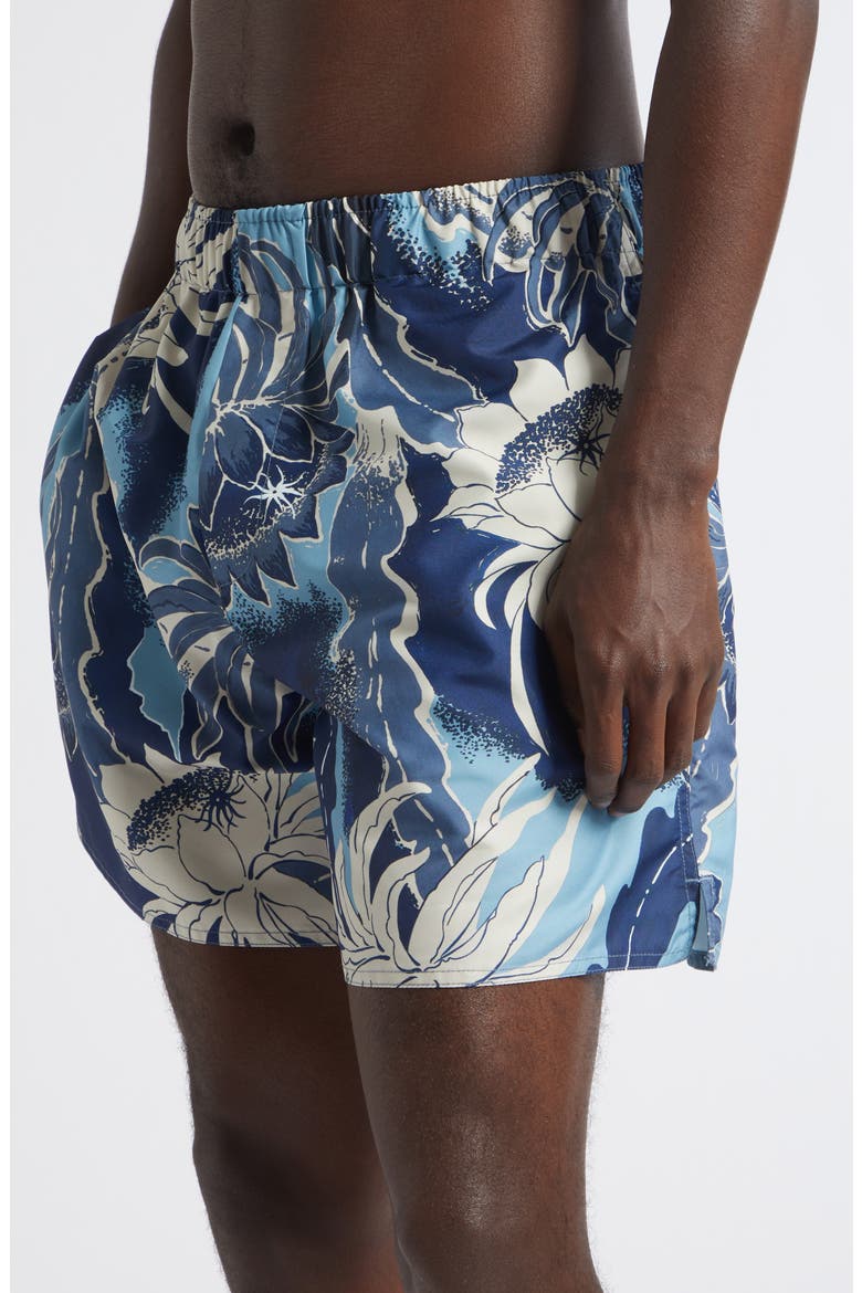 Tropical Print Swim Trunks, Alternate, color, SAPPHIRE