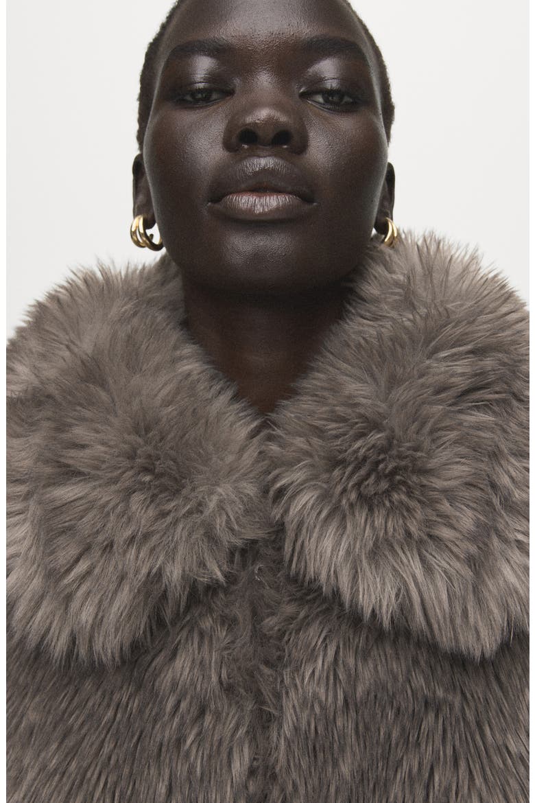 Faux Fur Front Zip Jacket, Alternate, color, GREY