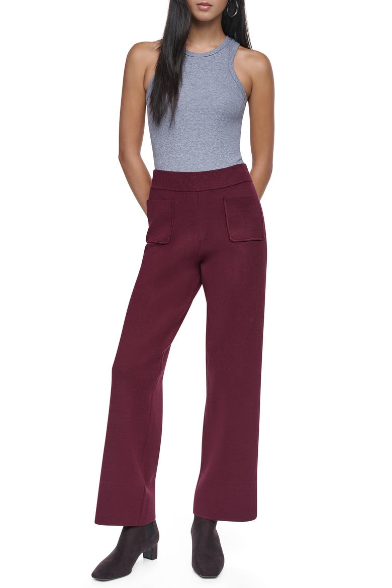 Front Pocket Sweater Pants, Alternate, color, CABERNET