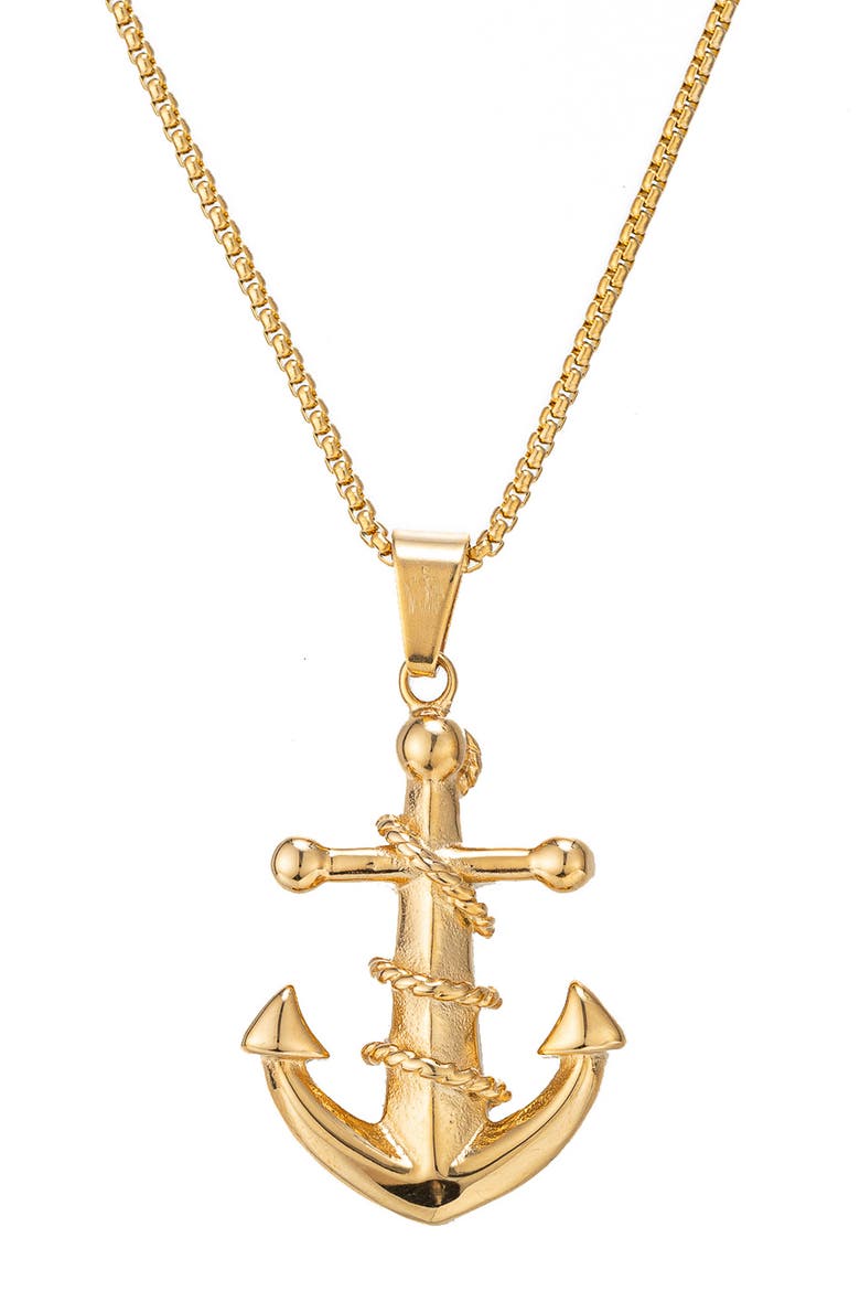 Men's Anchor Away Titanium Pendant Necklace, Main, color, GOLD
