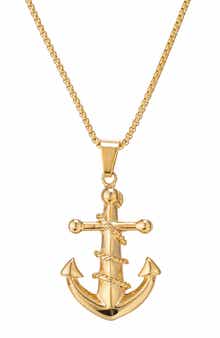 Men's Anchor Away Titanium Pendant Necklace