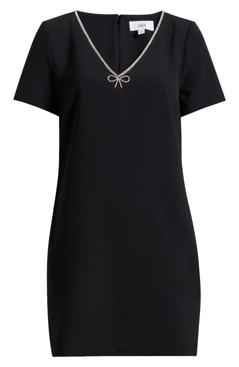 CeCe Rhinestone Bow Short Sleeve Sheath Dress, Alternate, color, 