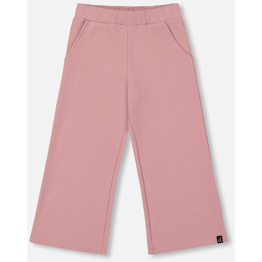 Deux Par Deux Waffle Flare Leg Pants In Pink