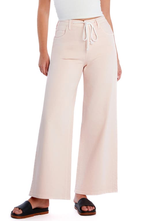 Hint Of Blu Mighty Drawstring High Waist Wide Leg Jeans In Cloud Pink