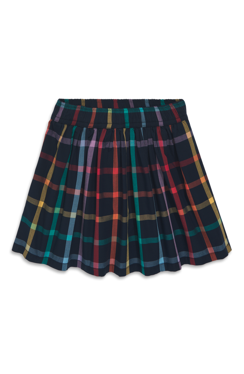 Primary Kids Rainbow Plaid Skirt, Main, color, Navy Rainbow Plaid