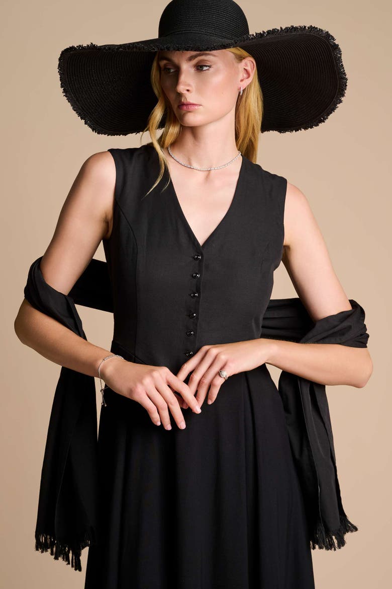 Monroe 2.0 Midi Dress with Front Button, UPF 50+ Sun Protection, Alternate, color, Black