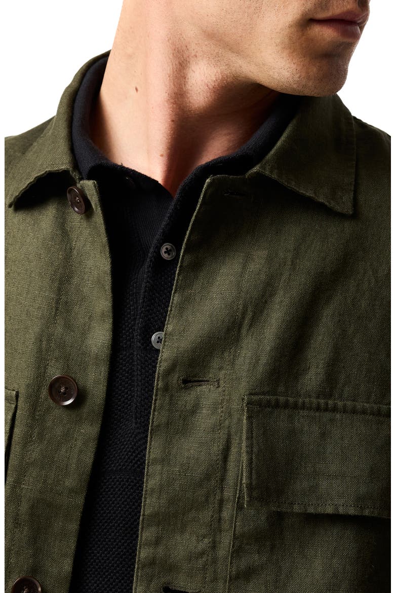 Resort Linen Overshirt, Alternate, color, DARK OLIVE