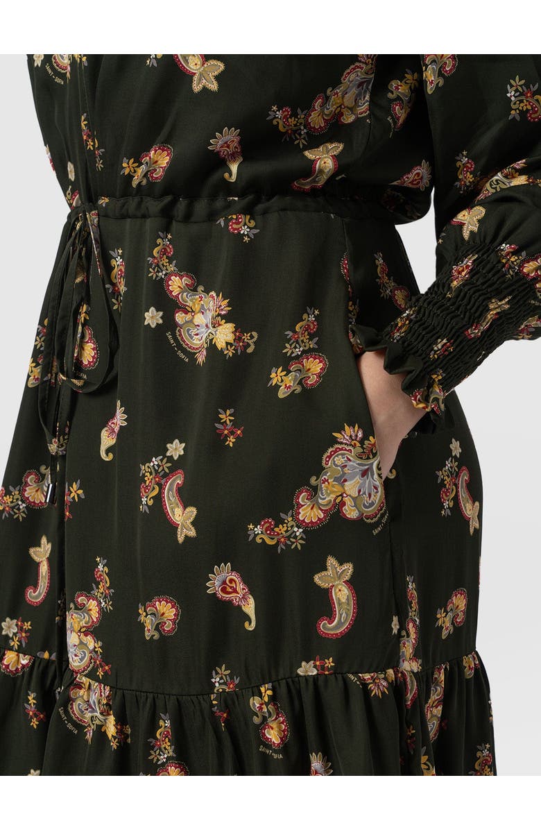 Saint + Sofia Mini Olivia Zip Up Dress, Alternate, color, Khaki Paisley