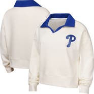 Outerstuff Girls Youth White Philadelphia Phillies Ballpark Hit Collared V-Neck Pullover Sweatshirt